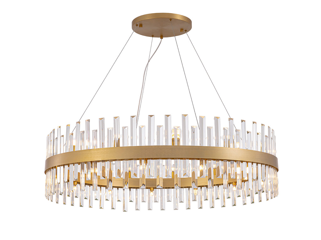 Lámpara de techo Grace 26 luces oro con detalles de cristal transparente, colgante moderno de la colección Grace de Schuller, ideal para decoración glam.