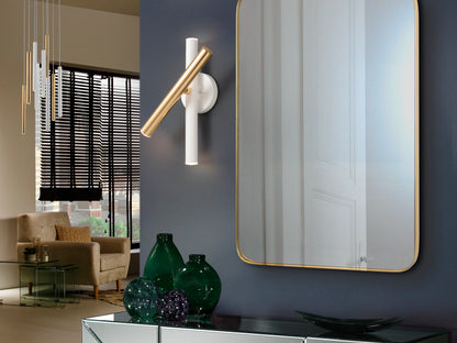 ```
Aplique de pared Varas oro y blanco de Schuller, con LED integrado y diseño moderno, ideal para salones.
```