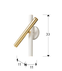 Aplique Varas oro y blanco para salón moderno con LED integrado y luz dimmable de Schuller.