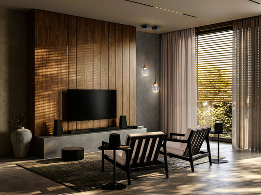 Lámpara colgante Corina negro cobre de Schuller en comedor moderno. Diseño industrial con metal, acrílico y detalles en cobre. Ideal para salón nórdico. Modelo 403467.