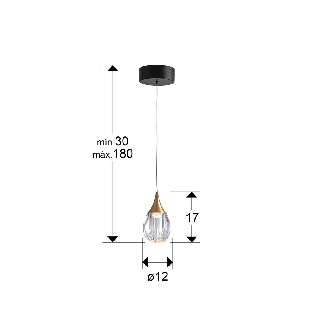 Lámpara colgante Corina negro cobre de Schuller en comedor moderno: diseño industrial con metal, acrílico y acabado transparente. Ideal para salón y estilo nórdico. Modelo 403467.