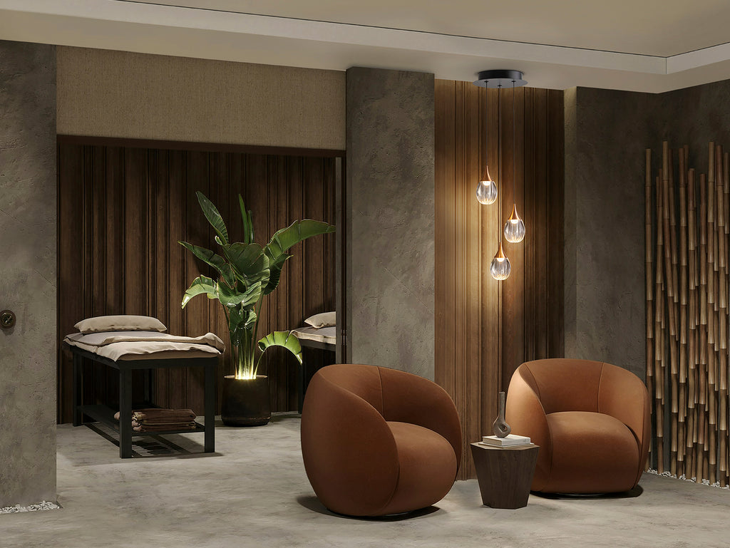 Lámpara de techo Corina 3L negro cobre de Schuller (403658) con estilo industrial y moderno, fabricada en metal, acrílico y cobre, con tecnología LED.