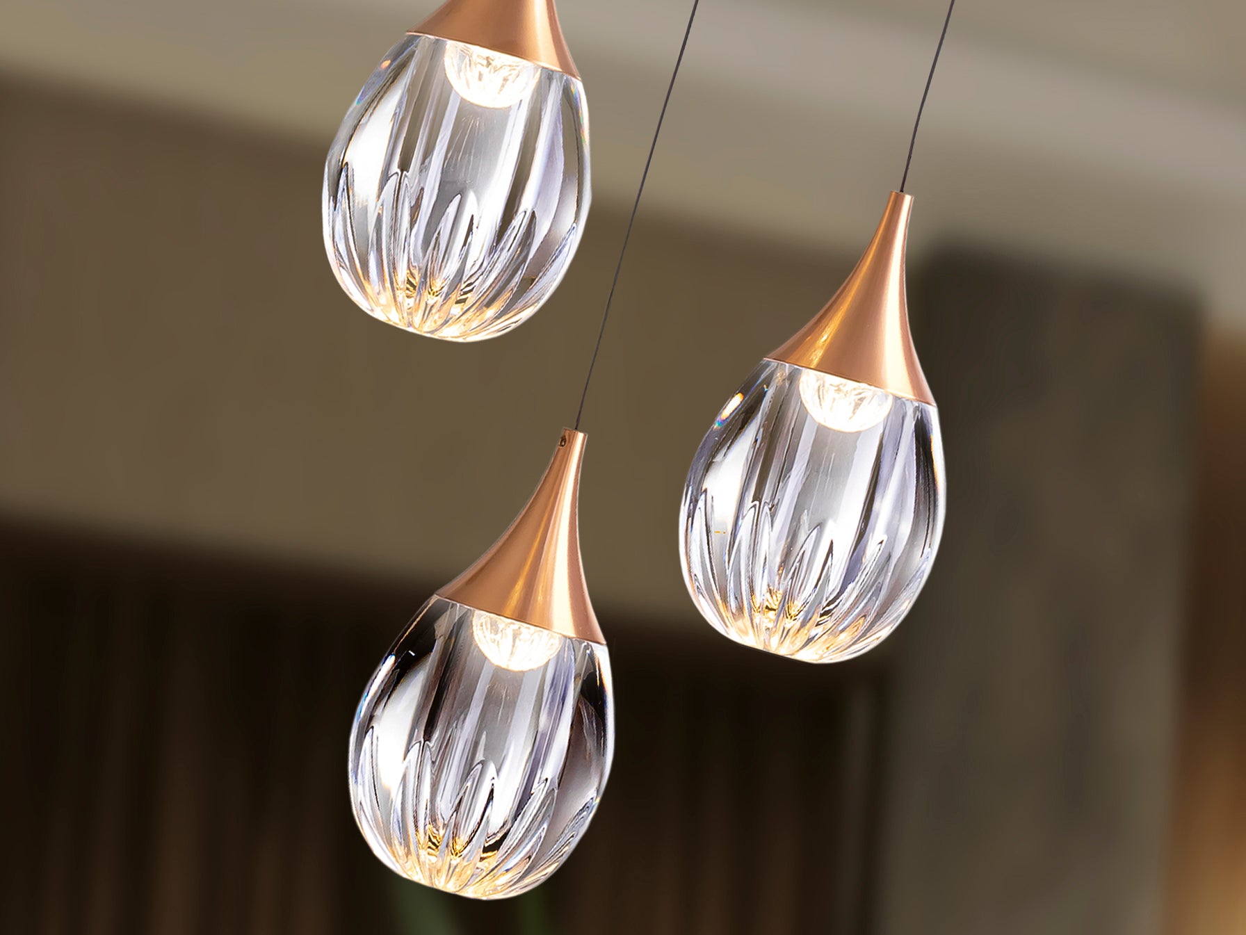 Lámpara de techo Corina 3L negro cobre de Schuller (403658) con LEDs, estilo industrial y moderno, fabricada en metal, acrílico y cobre.