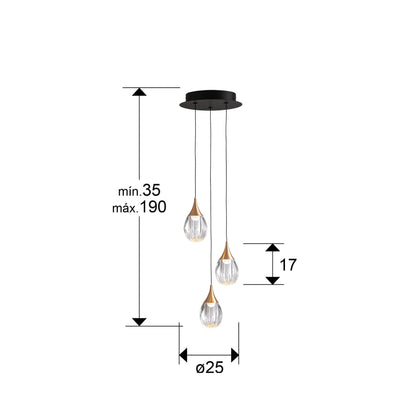 Lámpara de techo Corina 3L negro cobre Schuller | Estilo industrial y moderno con LED