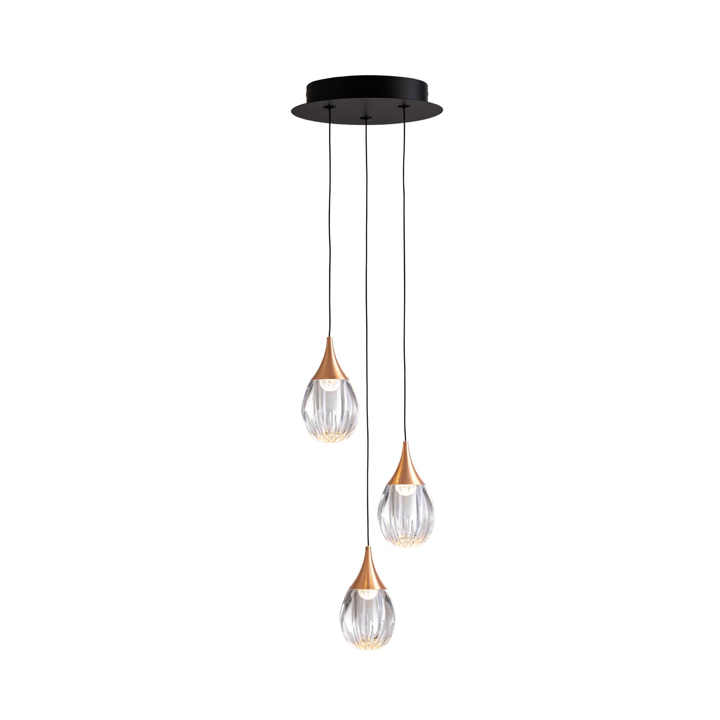 Lámpara de techo Corina 3L negro cobre Schuller, diseño moderno e industrial con detalles en cobre, iluminación LED y estructura metálica.