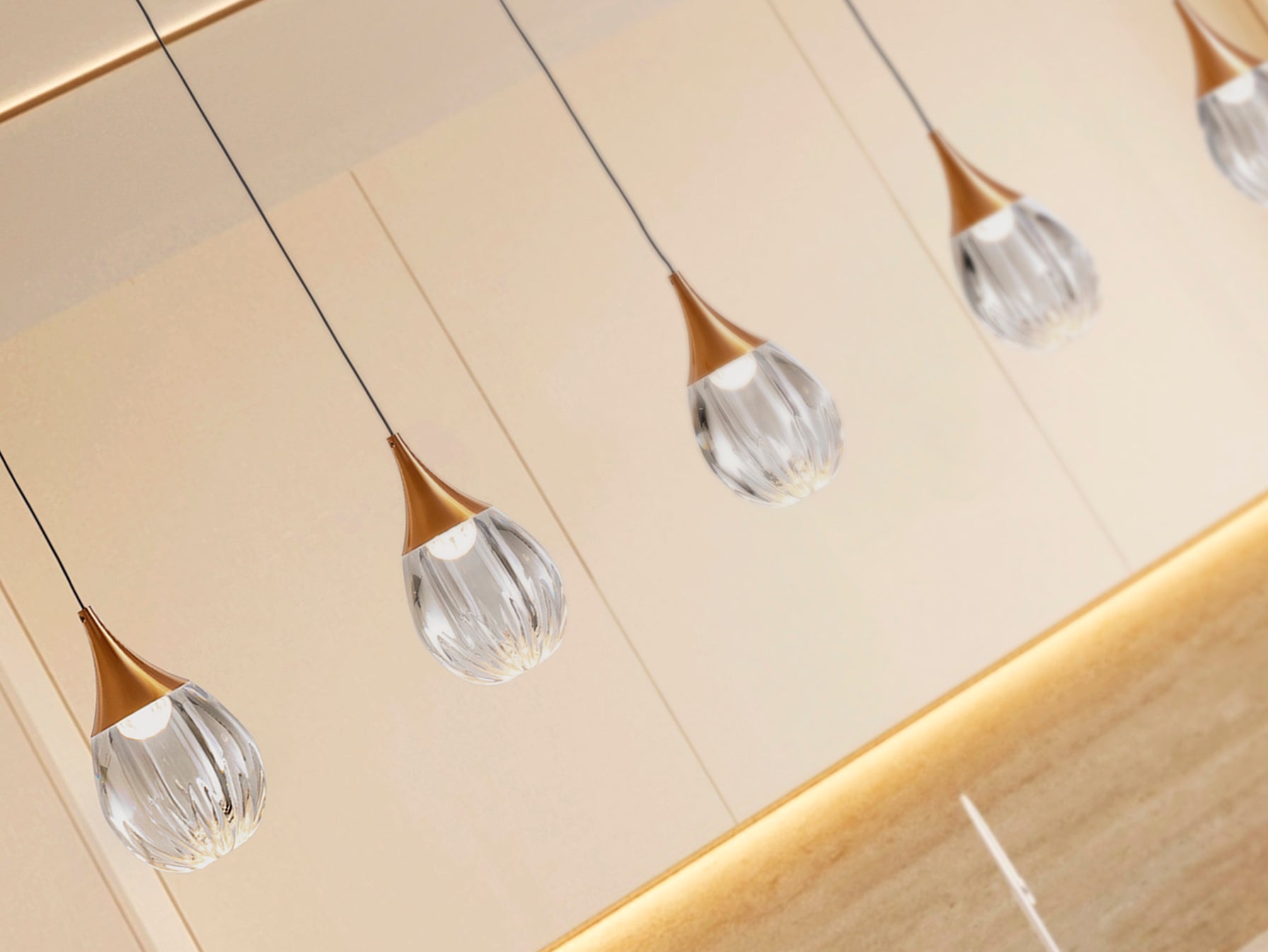 Lámpara de techo Corina 5L negro y cobre de Schuller, diseño industrial moderno para salón, con LED regulable.