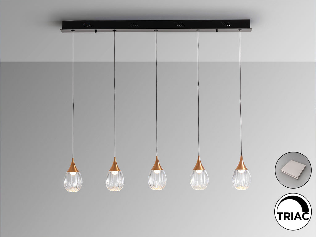 Lámpara de techo Corina 5L negro cobre de Schuller para salón, estilo industrial y moderno, con detalles en cobre, regulable y tecnología LED.
