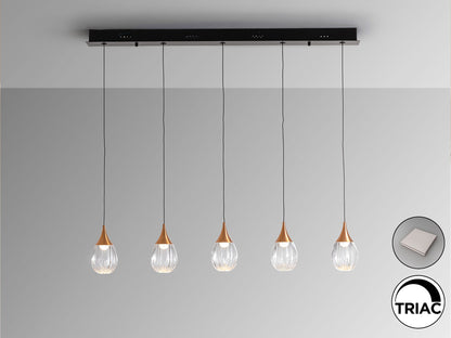 Lámpara de techo Corina 5L negro cobre de Schuller para salón, estilo industrial y moderno, con detalles en cobre, regulable y tecnología LED.