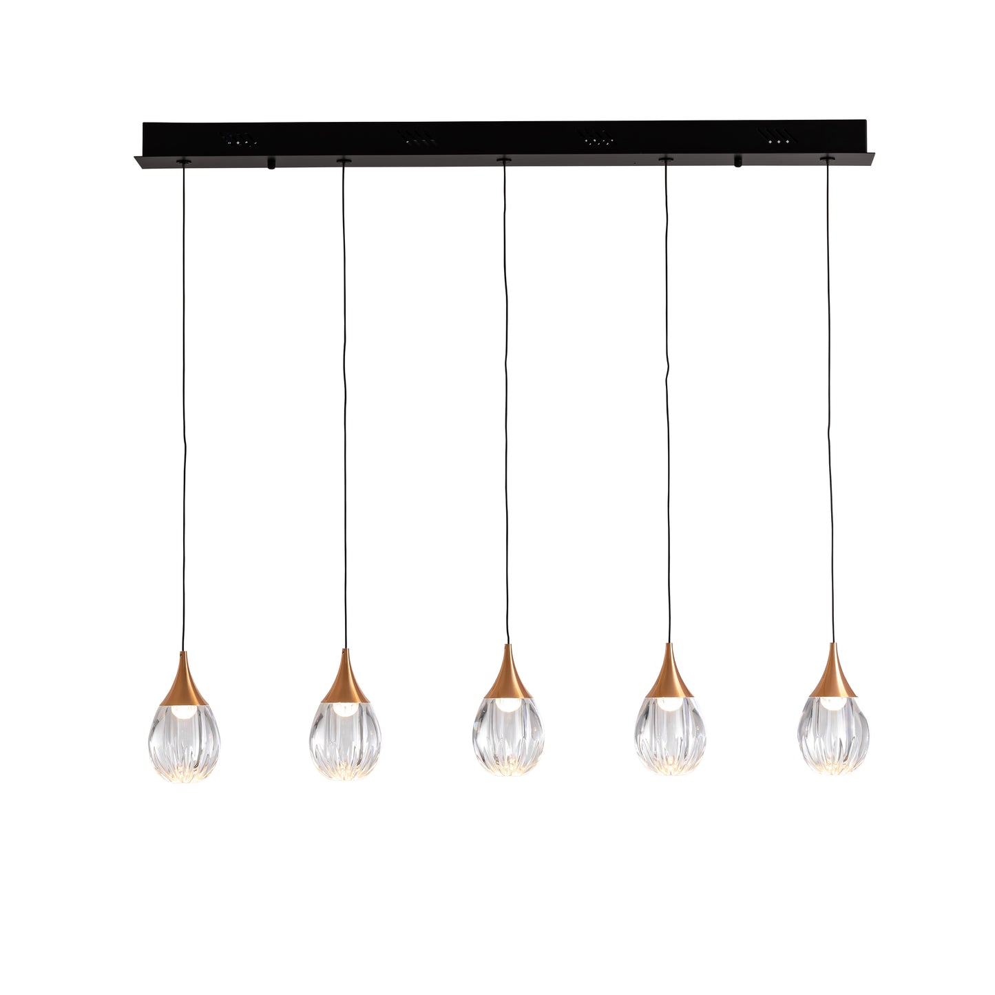 Lámpara de techo Corina 5L negro cobre de Schuller para salón - Diseño industrial moderno con LED regulable y detalles en metal y cobre.