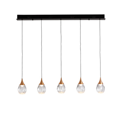 Lámpara de techo Corina 5L negro cobre de Schuller para salón - Diseño industrial moderno con LED regulable y detalles en metal y cobre.