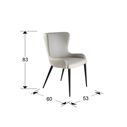 Silla Telma Blanco Hueso Schuller para comedor o despacho. Diseño moderno con estructura de metal negro mate y tapizado textil. Modelo 408523.