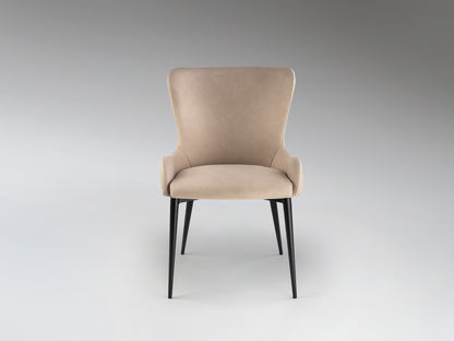 Silla Telma Beige Schuller para comedor o despacho, de estilo moderno y minimalista. Diseño nórdico con estructura de metal negro y tapizado textil beige. Modelo 408530.