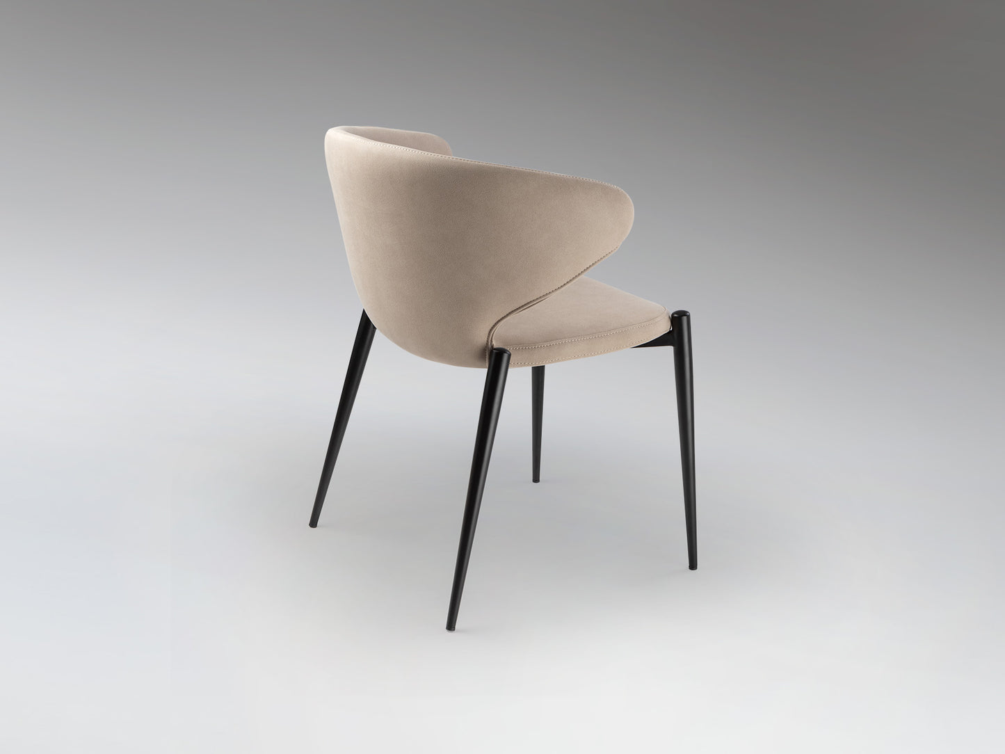 Silla Alize Negro y Beis Schuller: Diseño moderno e industrial para comedor y salón, tapizada en textil beis.