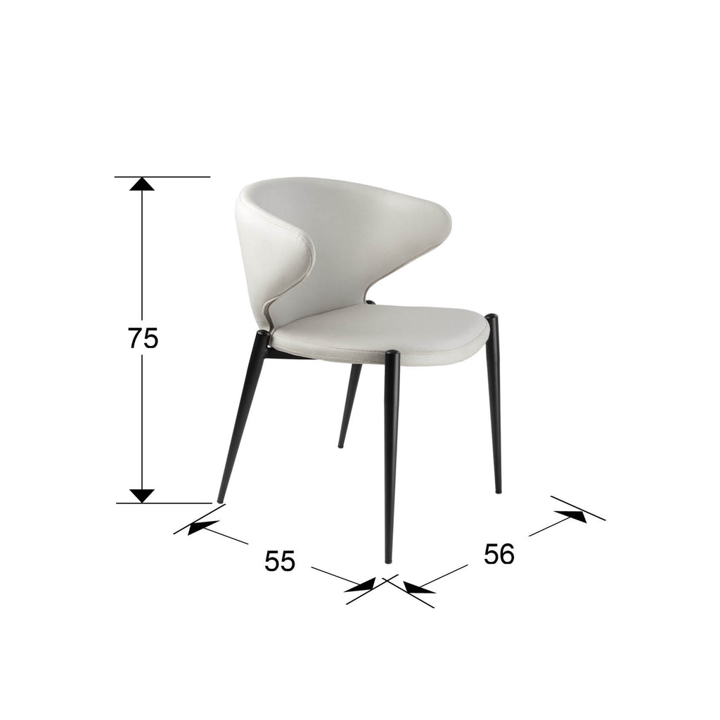 Medidas de Silla ALIZE blanca y negra de Schuller, diseño escandinavo moderno. Asiento blanco y estructura metálica negra, ideal para comedor o salón. Colección Alize, estilo industrial.