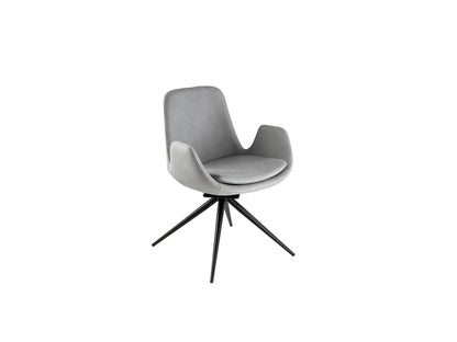 Silla giratoria Zuna gris claro Schuller, diseño moderno para comedor u oficina, con estructura de metal negro mate y tapizado textil.