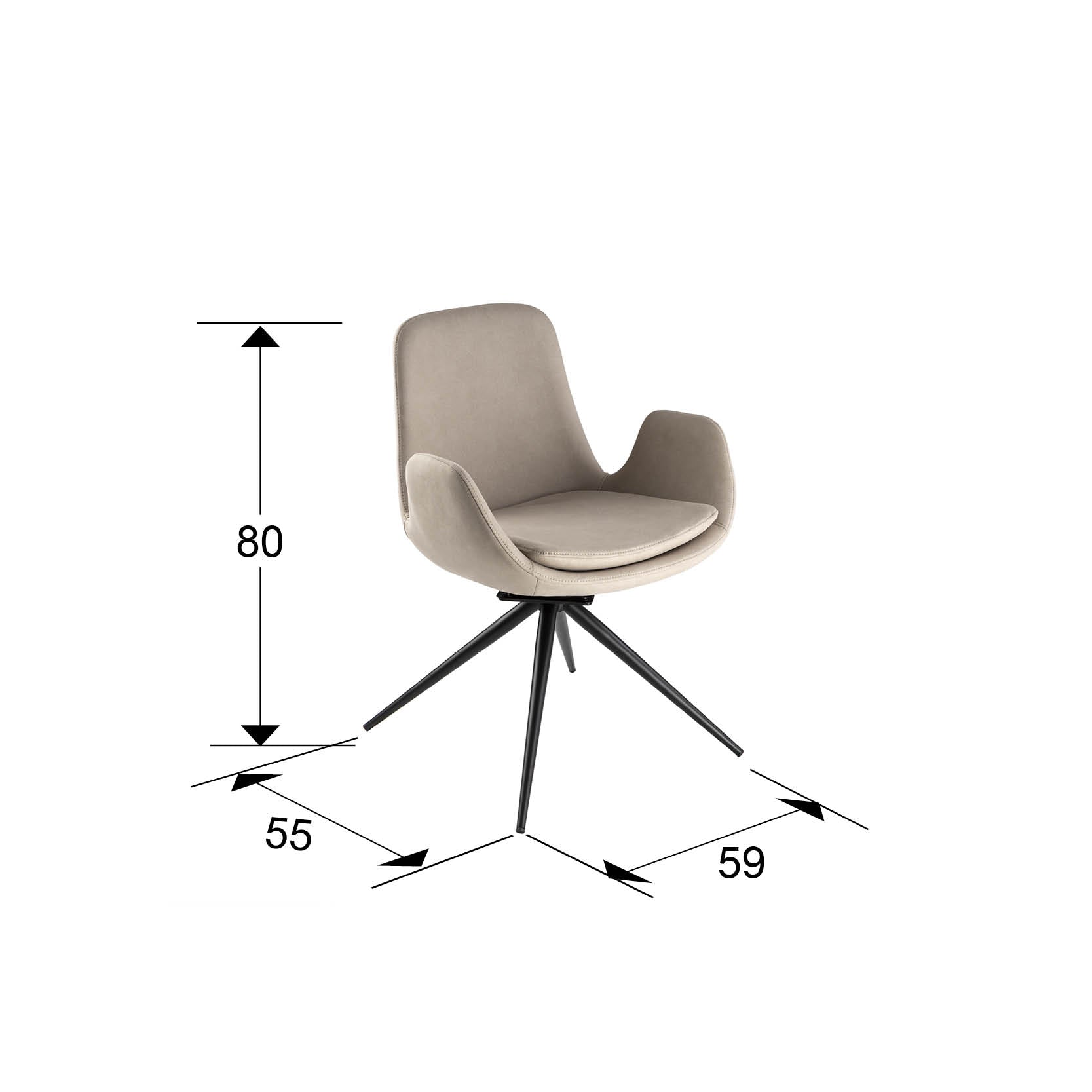 Medidas de Silla giratoria Zuna beis y negro de Schuller para oficina o comedor moderno, con estructura de metal. Modelo 408943.