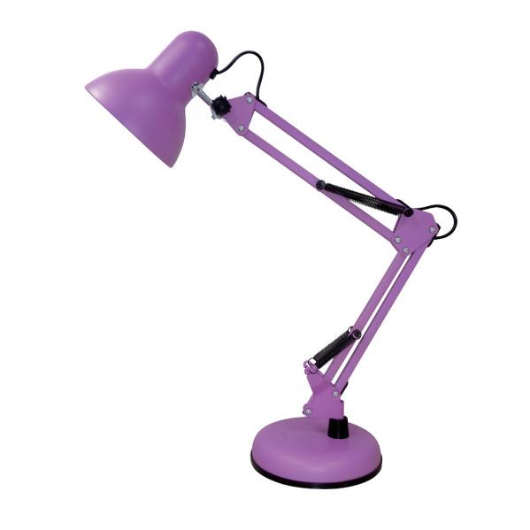 Flexo articulado morado Viar de Fabrilamp con casquillo E27 para iluminación de escritorio.