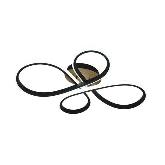 Plafón LED Bandeira 88W en negro y madera de Fabrilamp, 9680 lúmenes, para iluminación y decoración interior.