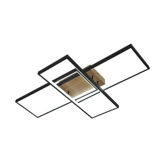 Plafón LED Madaleta 134W en Negro y Madera de Fabrilamp, lámpara moderna para iluminación interior doméstica.