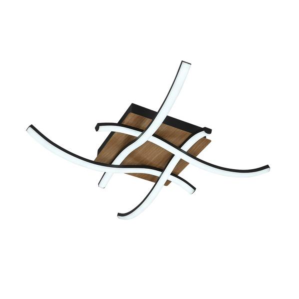 Plafón LED Murray 80W negro y madera de Fabrilamp para iluminación interior y decoración.