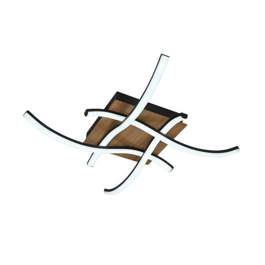 Plafón LED Murray 80W negro y madera de Fabrilamp para iluminación interior y decoración.