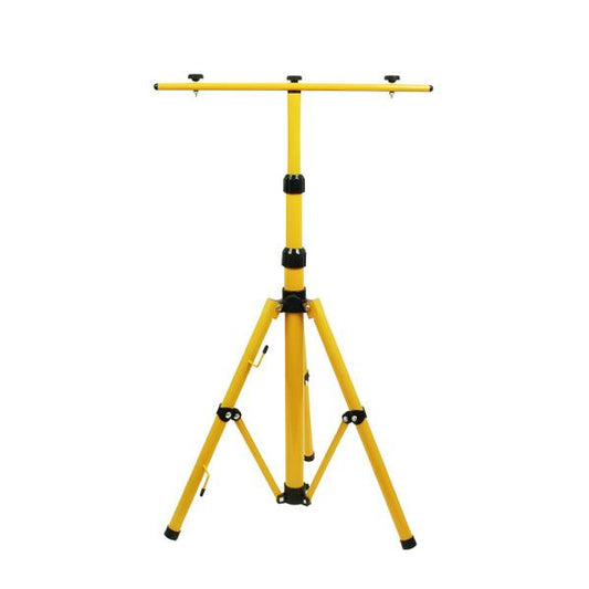 Trípode para proyector COYOTE amarillo y negro en aluminio, de Fabrilamp, ideal para iluminación técnica y bricolaje.