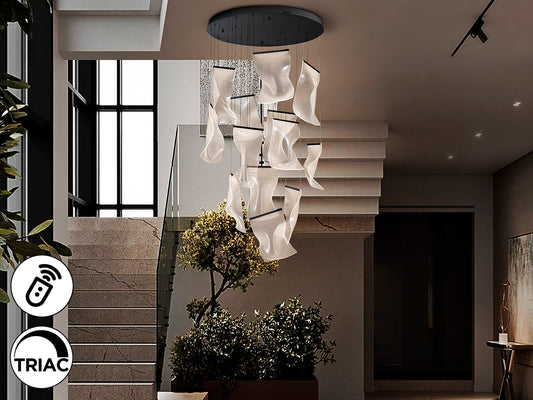 Lámpara de techo VELOS 13L negra de metal y metacrilato con tecnología LED, dimable, ideal para salones modernos. Marca Schuller.