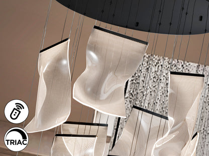 Lámpara de techo VELOS 13L negra de metal y metacrilato con LED dimable, ideal para salón moderno. Fabricada por Schuller.