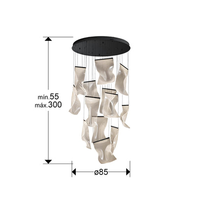 Medidas de Lámpara de techo VELOS 13L negra de Schuller para salón, moderna con LED dimable, fabricada en metal y metacrilato.