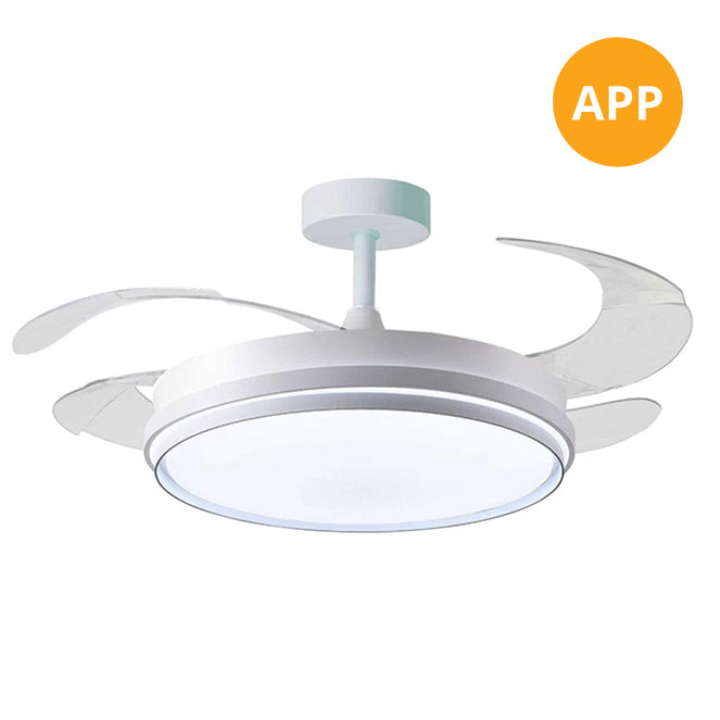 Ventilador de Techo con Luz KIOTO 108 cm Aspas Retráctiles Blanco Interlusa
