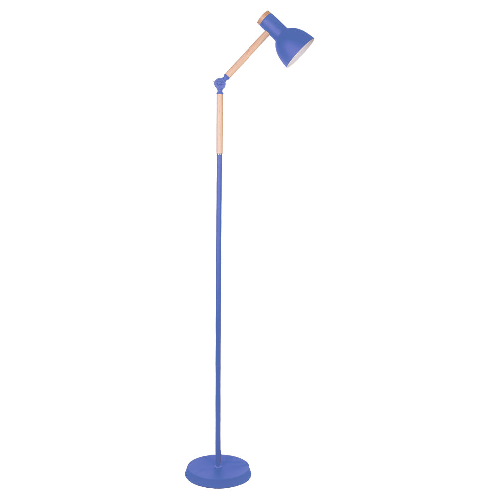 Lámpara de pie nórdica TEACHER BELAIR W-1208 para salón con diseño en madera y azul mate