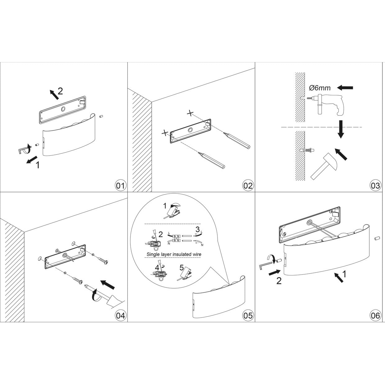Detalle de proyección de luz del aplique exterior King negro