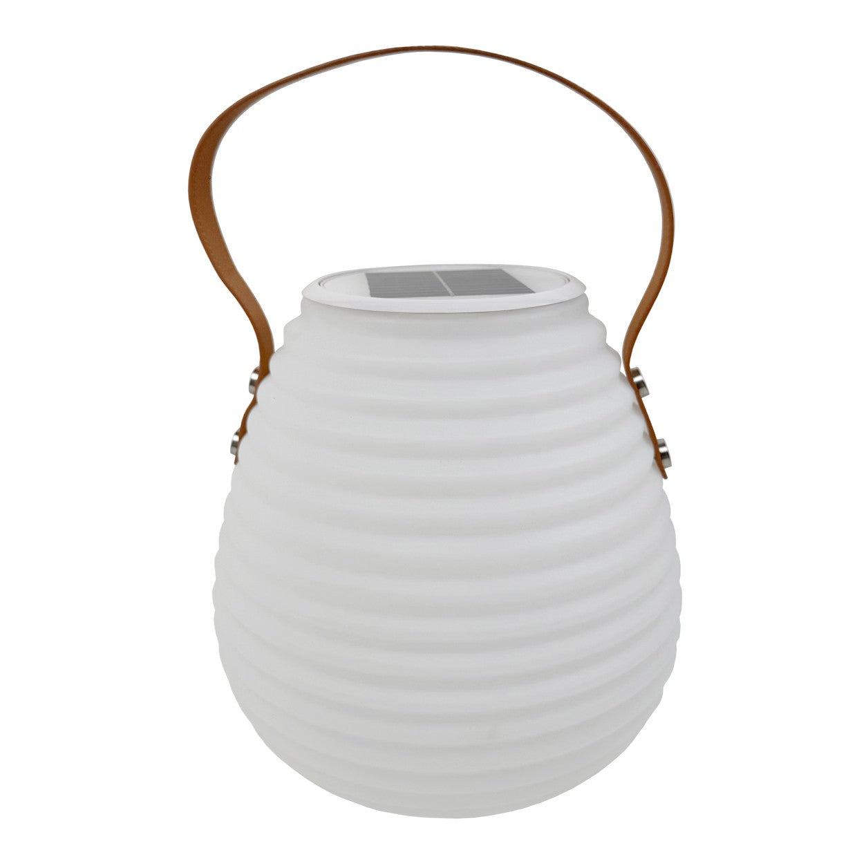 Lámpara Carter blanco en uso nocturno con luz RGB activada
