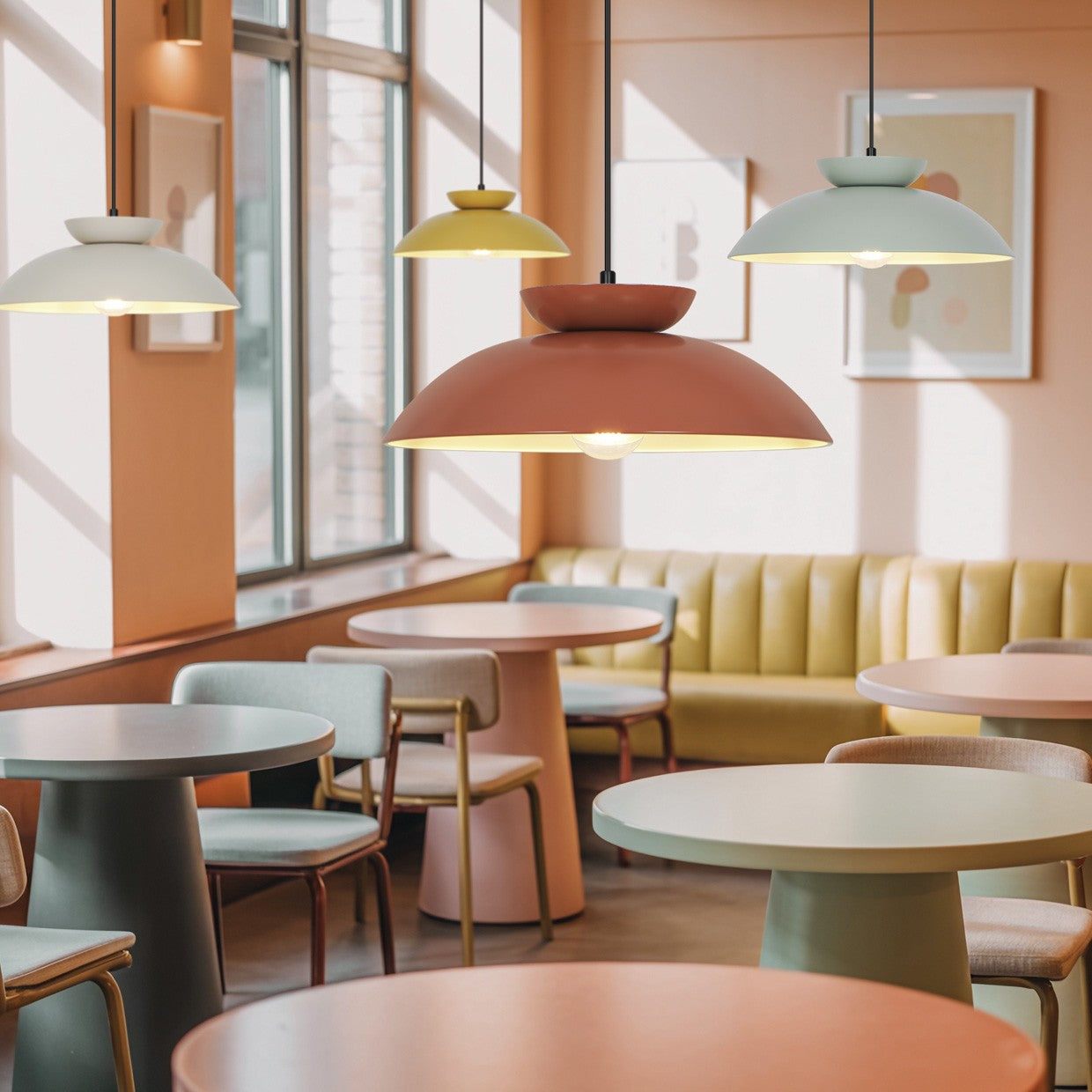 Colgante Idea Terracota instalado en salón rústico - Ambiente decorado