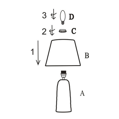 Detalle de base cerámica y pantalla tela de la Rinconera Noola Beige ALEMAR