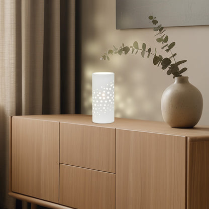 Lámpara sobremesa Lava en cerámica blanca - Vista de ambiente en dormitorio