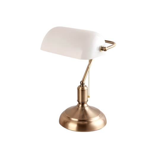 Flexo de Sobremesa Abogado 1xE27 Cuero y Blanco Fabrilamp - vista principal | Fabrilamp / Abrila · Ref. 159471001