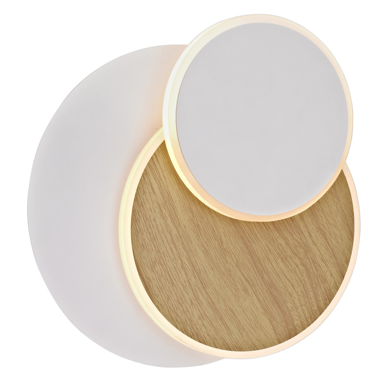 Aplique de pared LED Bossa ALEMAR blanco-madera con diseño orbital - Vista principal