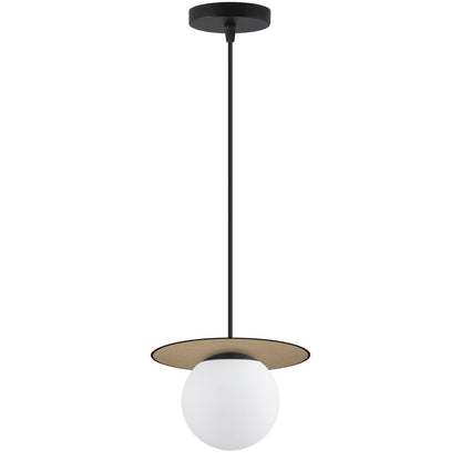 Lámpara colgante Astor rafia opal ALEMAR - Vista principal con diseño natural