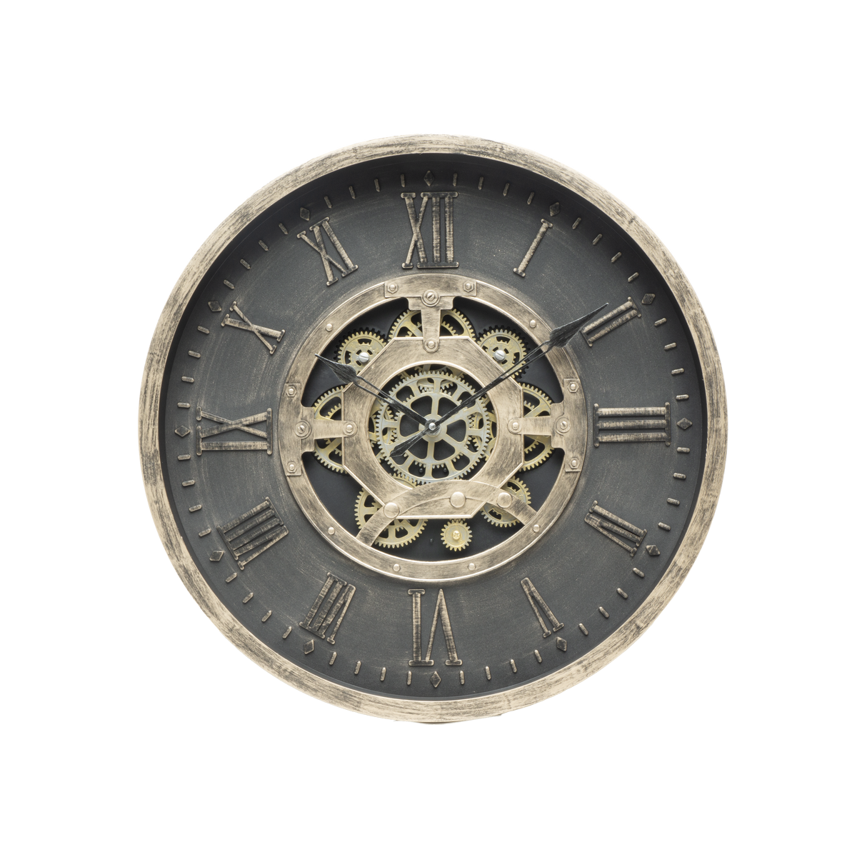 Reloj de Pared Adamuz 60 cm Engranajes Negro y Oro Fabrilamp - vista principal | Fabrilamp / Abrila · Ref. 217116016