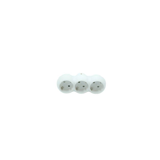 Adaptador de Enchufe Múltiple Retráctil Eco 3 Tomas Blanco Fabrilamp - vista principal | Fabrilamp / Abrila · Ref. 260207101