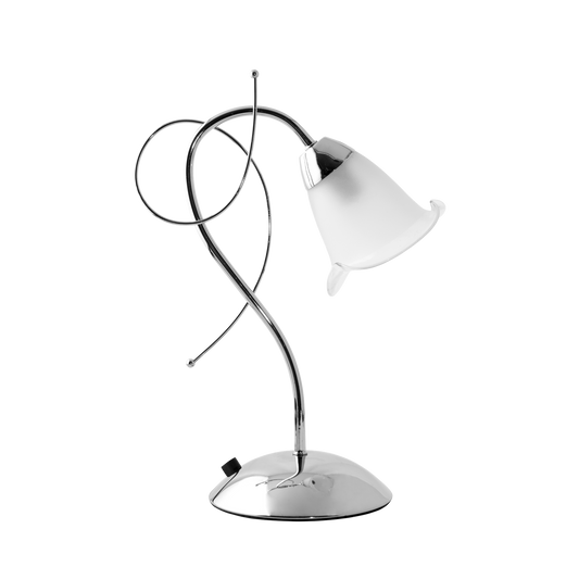 Lámpara de Sobremesa Adelfa 38 cm Cromo Tulipa Blanca Fabrilamp - vista principal | Fabrilamp / Abrila · Ref. 150971020