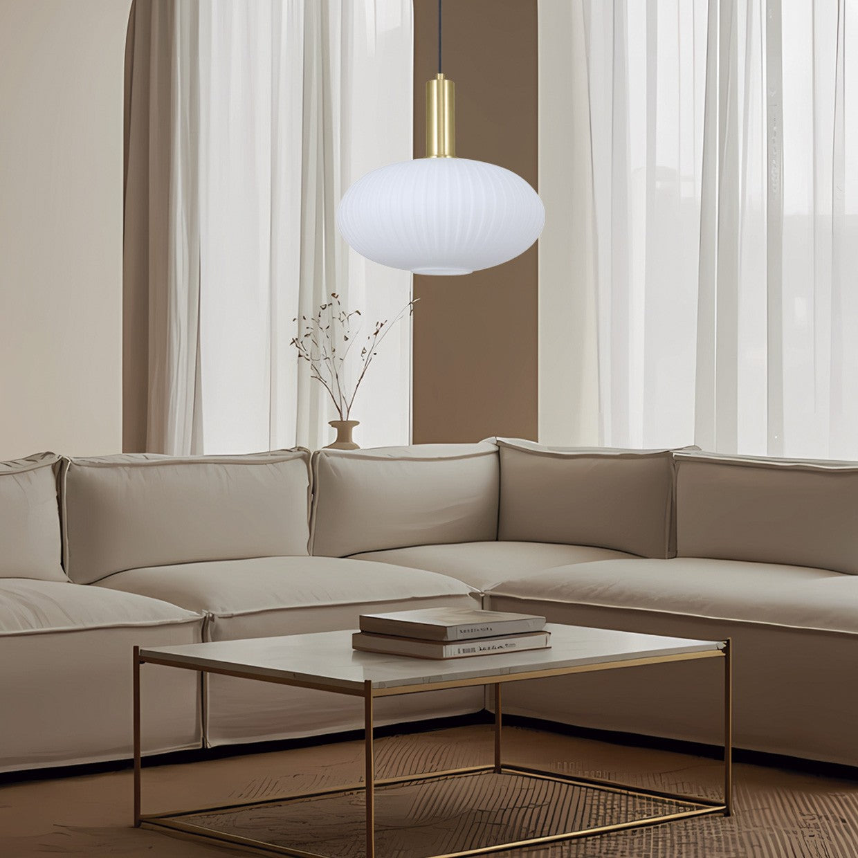 Colgante Carmin instalado en comedor - Ambiente con luz difusa