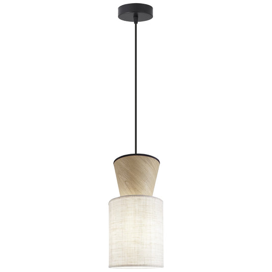 Pantalla Textil Aosta LINO TOSTADO/MADERA – vista principal · Ref. 11780