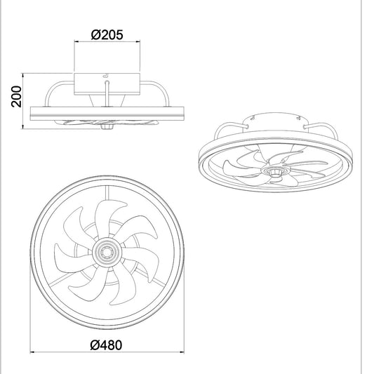 Ventilador de Techo Tom PLATA – vista 2 · Ref. 11545