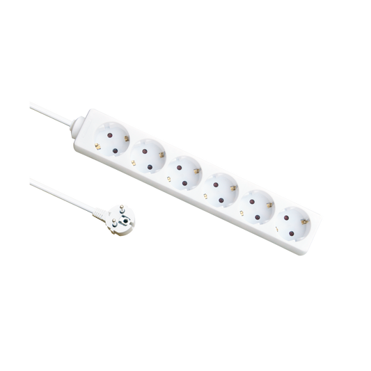 Base Múltiple Alargadera 6 Enchufes Cable 3 m Blanco Fabrilamp - vista principal | Fabrilamp / Abrila · Ref. 166420630