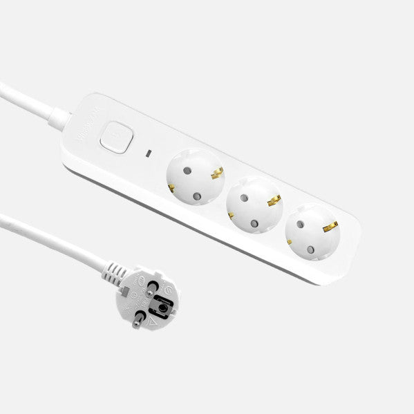 Alargadera Dalton 3 Enchufes con Cable 1,5 m Blanco y Gris Fabrilamp - vista principal | Fabrilamp / Abrila