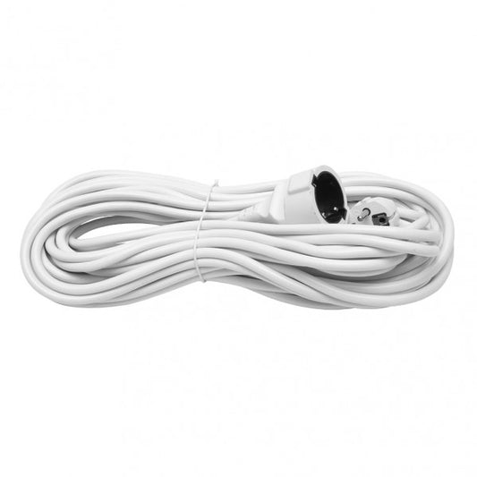 Alargador eléctrico de 15 metros, Fabrilamp, cable de cobre, 3500W, color blanco.