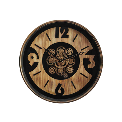 Reloj de Pared Almanzora 60 cm Engranajes Negro Haya y Oro Fabrilamp - vista principal | Fabrilamp / Abrila · Ref. 216110088
