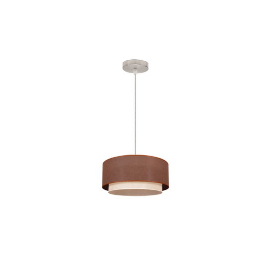 Lámpara Colgante Doble Altea 35 cm Textil Beige y Marrón Fabrilamp - vista principal | Fabrilamp / Abrila · Ref. 2.810/35-MARR/BEIS